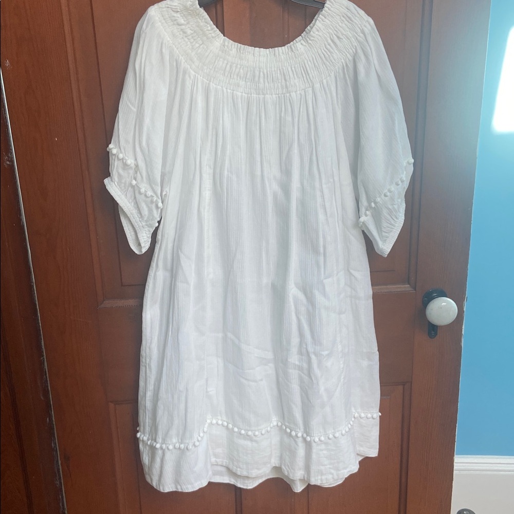 Apiece Apart Felina Off the Shoulder Smocked Neck Tunic Dress